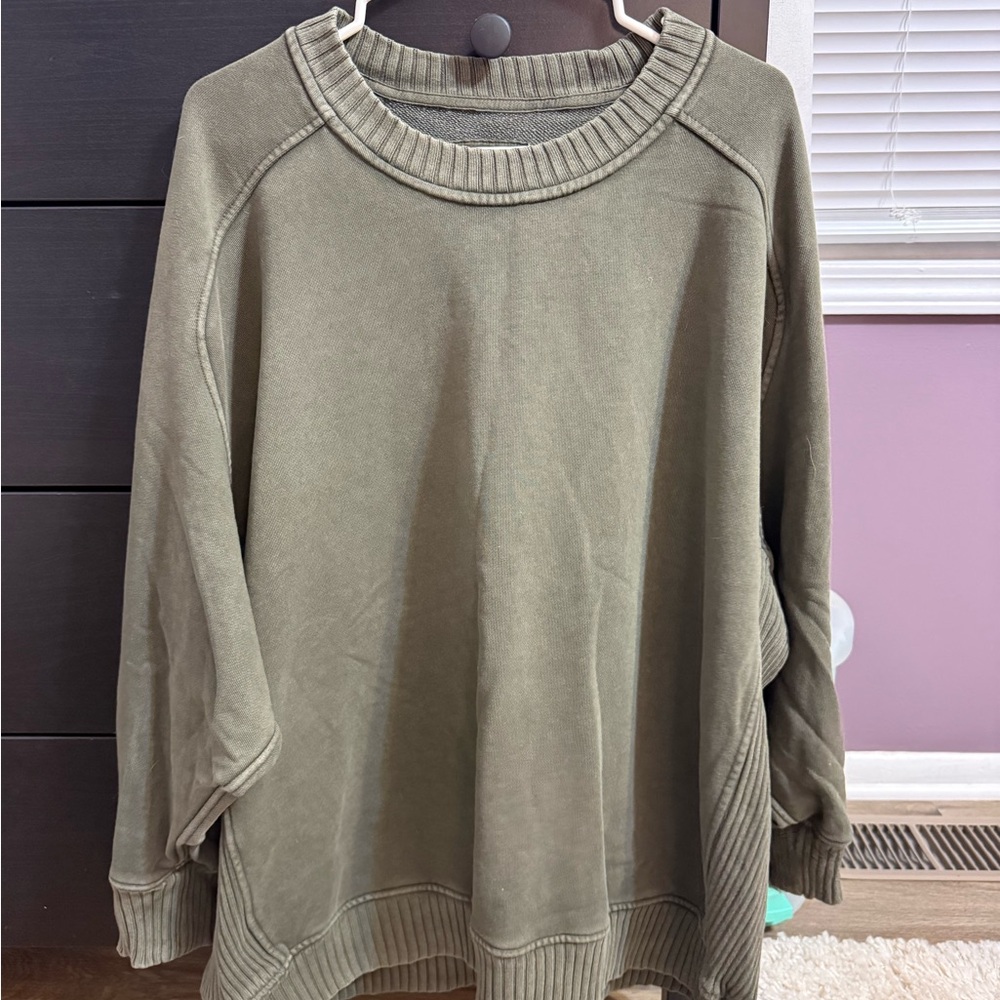 Aerie Sage Green Ribbed Top